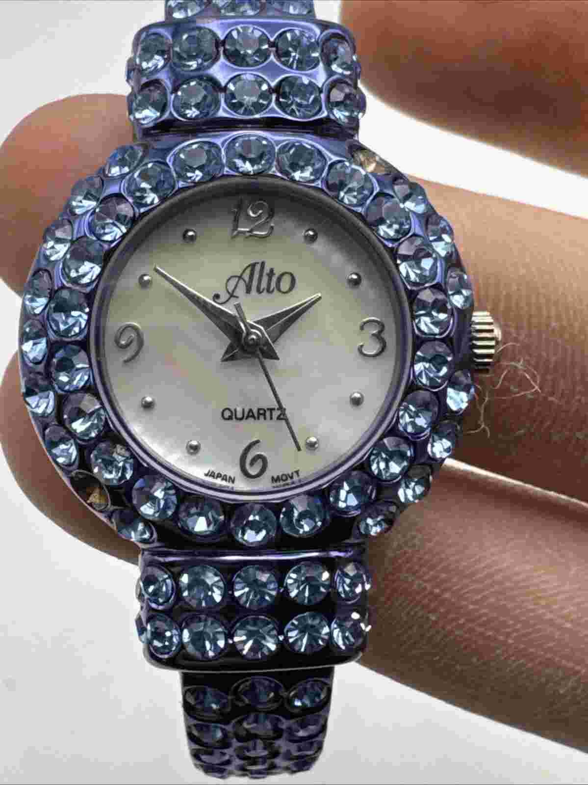 Womens Alto Quartz Watch Blue Gem Band D74