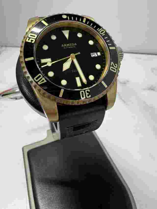 Armida A8 Brass black dial & Bezel  w/date, discontinued original version