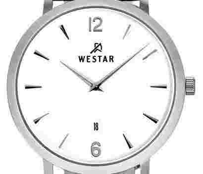 Westar Profile Leather Strap White Dial Quartz 50219STN101 Men's Watch