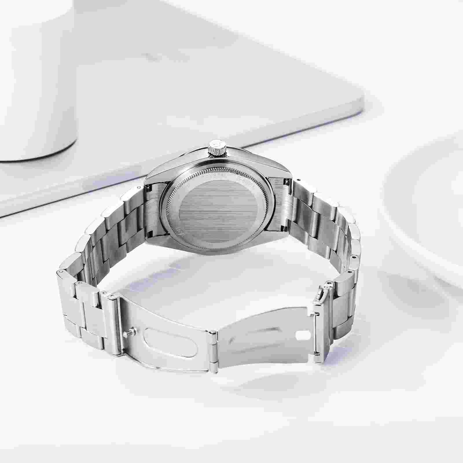 BUREI Rady Analog Waterproof Quartz Couple Watch Popular Simple Silver Ligh 910