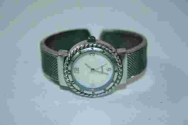 J Jill Women's Silver Analog Bangle Cuff Style Wrist Watch