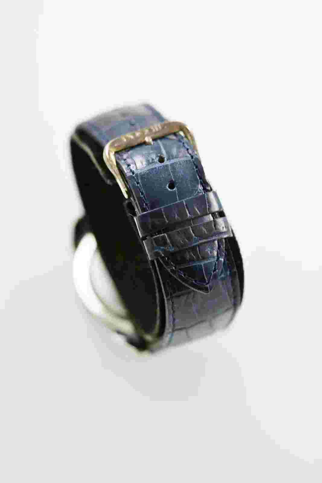Eddie Bauer Watch Mens Stainless Silver Date 24hr Leather Blue 50m Black Quartz