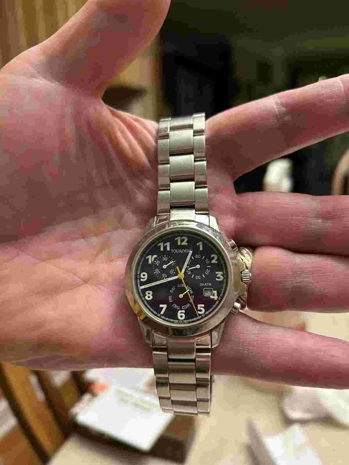 Men’s used stainless steel  Tourneau watch