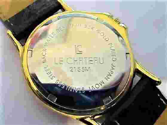 LC LE CHATEAU Brand New Gent's 23K Gold Plated Date Watch LC-2155M Water 3 ATM