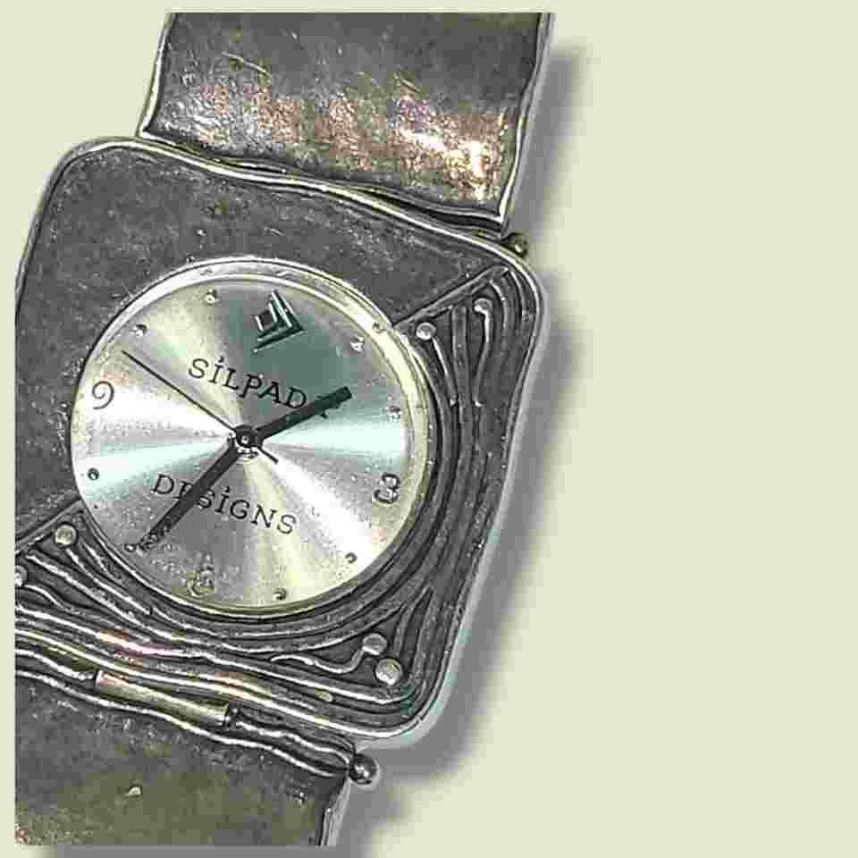 Silpada Designs Watch Women Modernist 33mm Sterling Silver 925 New Battery 7"