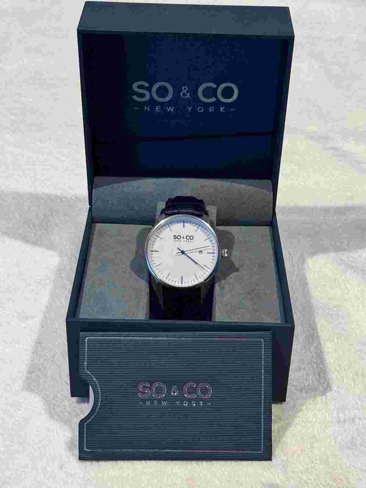 SO & CO NEW YORK Madison 55521 40mm Watch Blue Leather Strap/ Silver Case