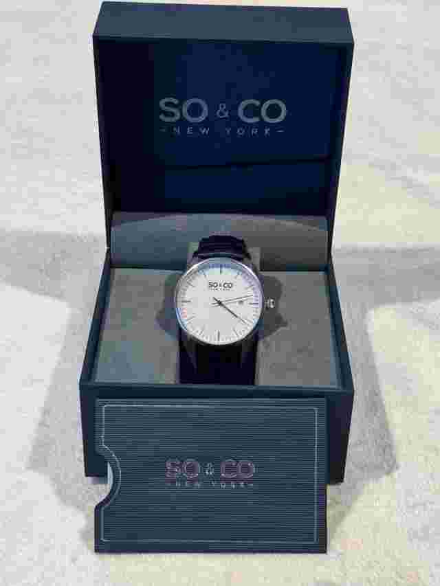 SO & CO NEW YORK Madison 55521 40mm Watch Blue Leather Strap/ Silver Case