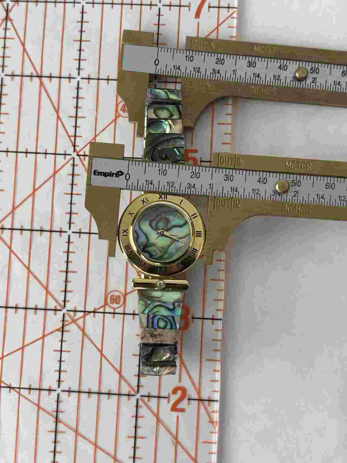 LA Express 25mm Abalone /Gold Tone Quartz Watch w/Expansion Band & Battery