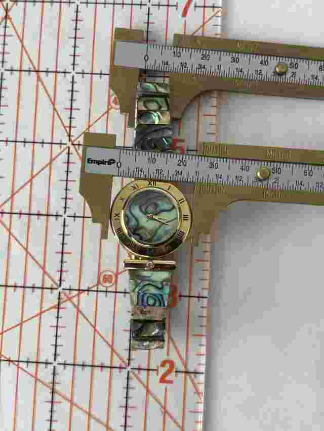 LA Express 25mm Abalone /Gold Tone Quartz Watch w/Expansion Band & Battery