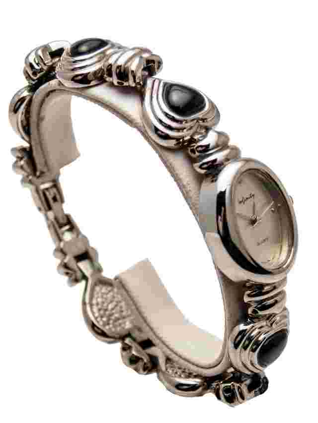 INFINITY:WOMEN'S ANTIQUE LOOK JASPER HEARTSTONES LINKS ANALOG QUARTZ WATCH