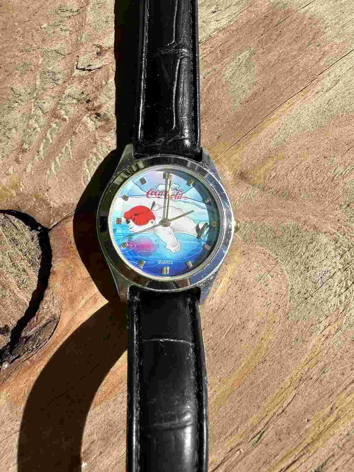 2 Vintage 2002  Coca~Cola Coke Quartz Watches With White Polar Bear/Coke Bottle
