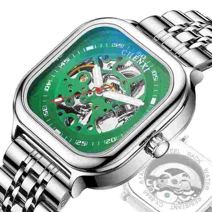 Men's Square Waterproof Luminous Hollow Fully Automatic Mechanical CHENXI Watch