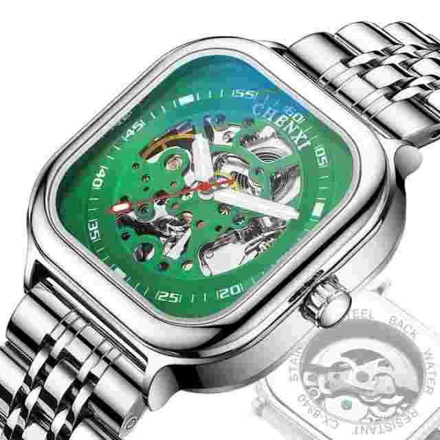 Men's Square Waterproof Luminous Hollow Fully Automatic Mechanical CHENXI Watch