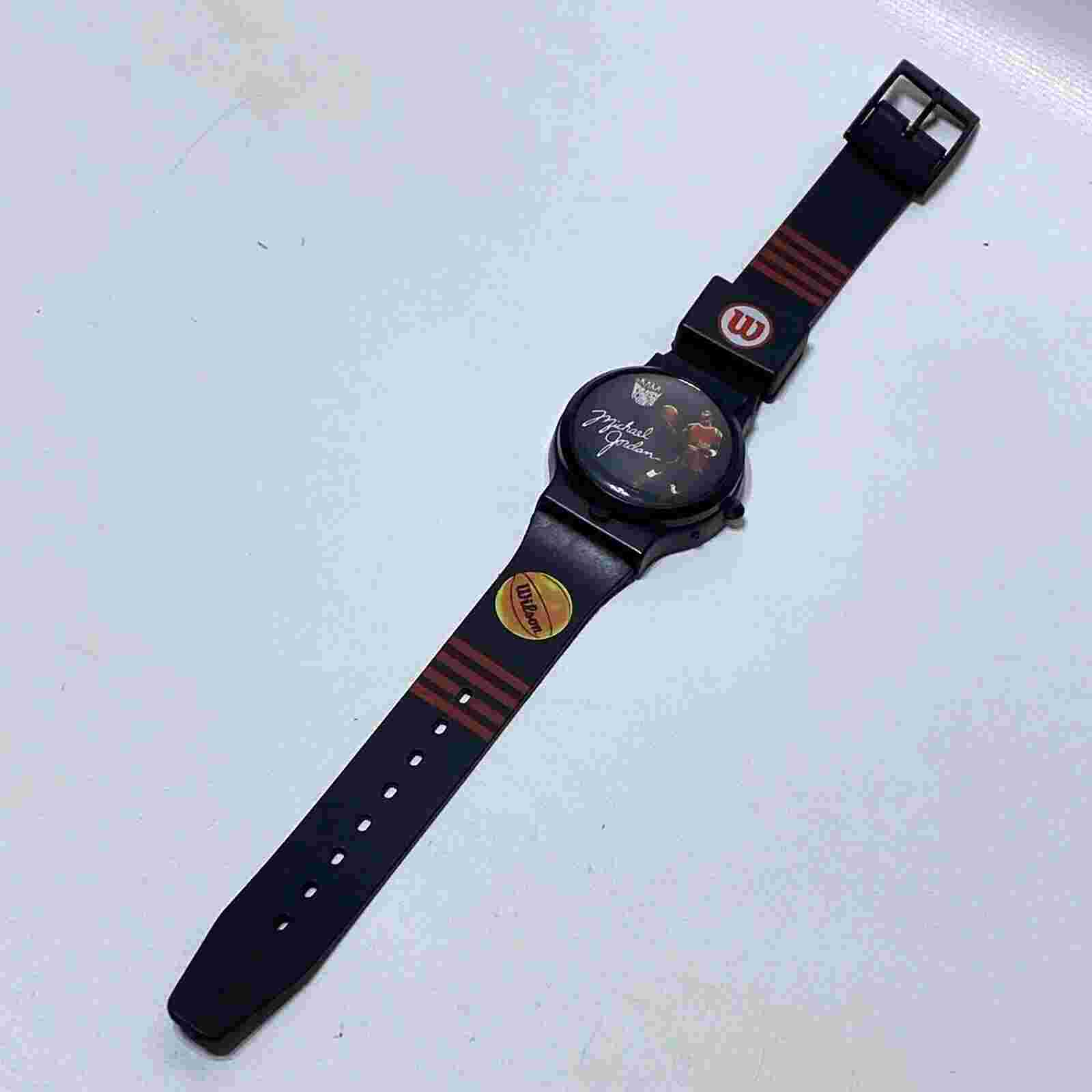 Michael Jordan Black Flip Digital Quartz Watch Plastic Wrist Band Wilson NO BATT