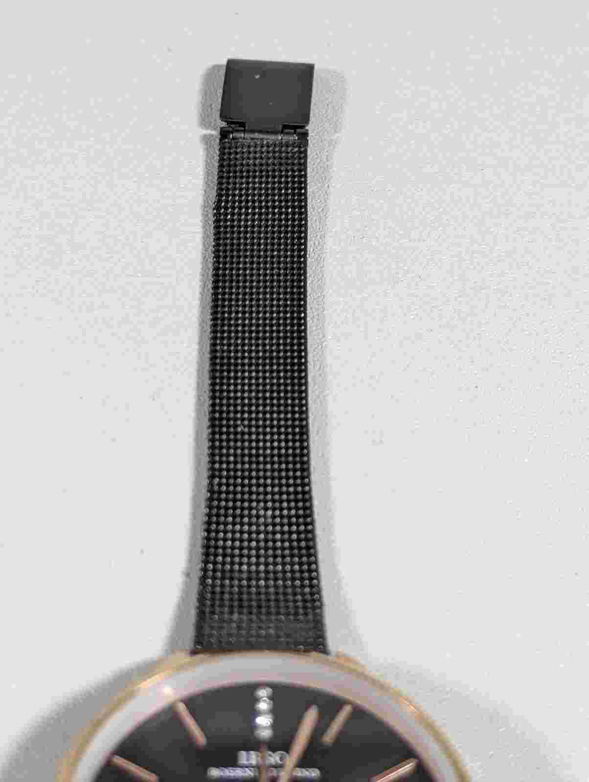 IBSO Black Dial Round Gold Tone Case Mesh Style Stainless Steel Band Watch