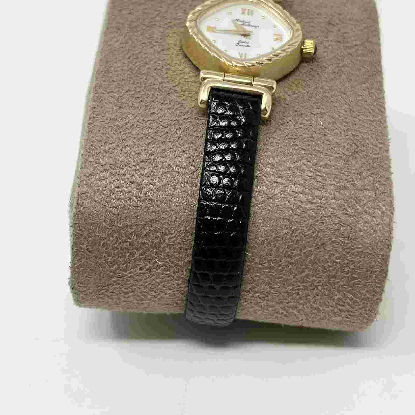 14 kt Gold Michael Anthony Swiss Quartz Ladies Watch Lizard Grain Square Rope