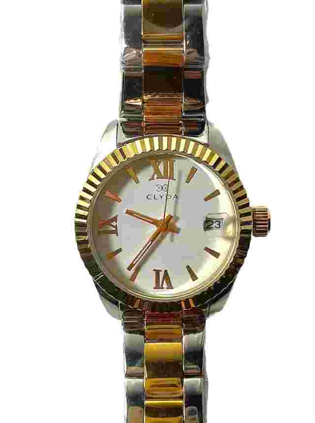 Clyda Paris Fashion Wristwatch - 2 Tone,  Gold/Silver Stainless Steal
