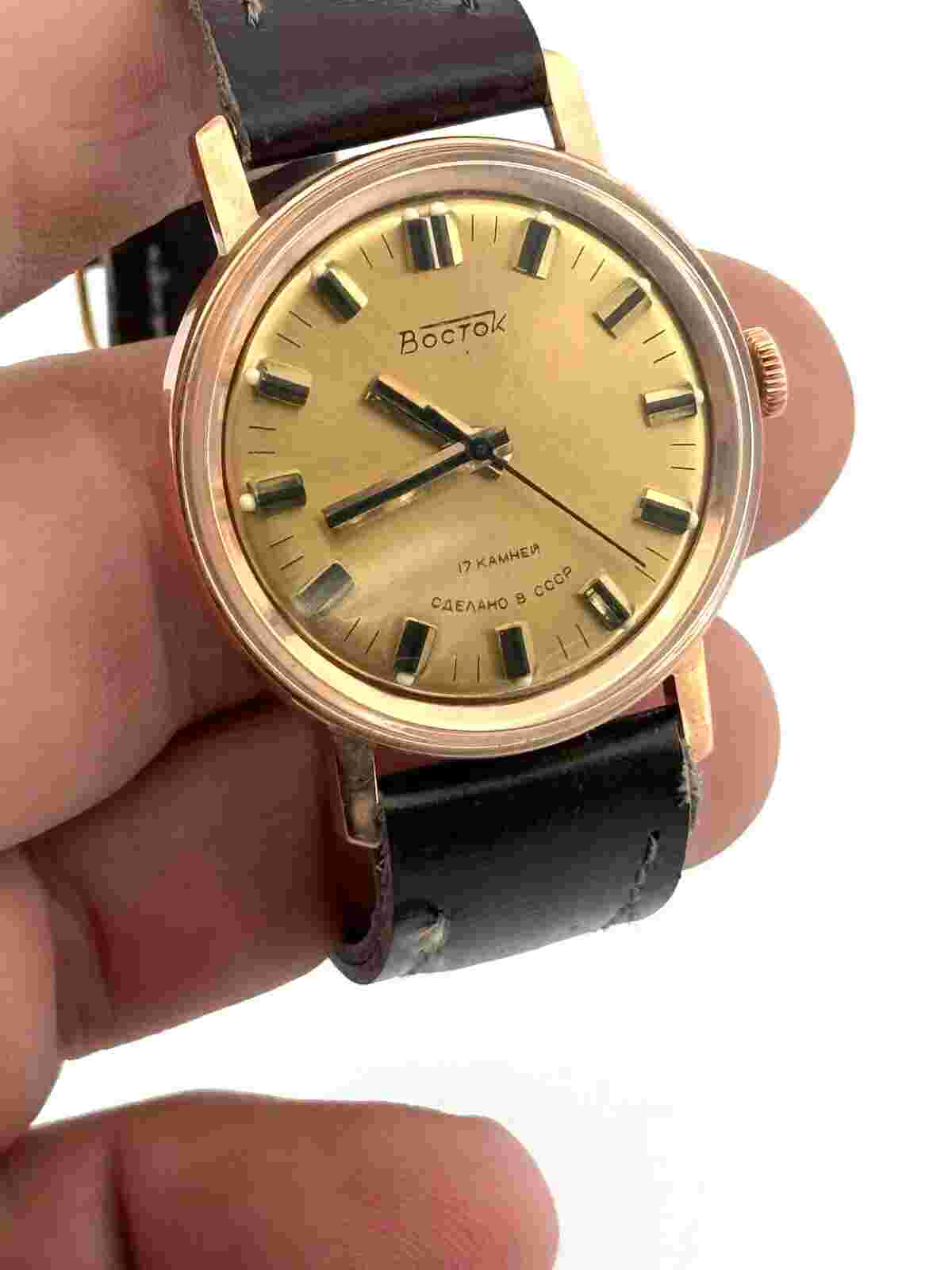 Vintage "Vostok" 14K (583) Rose Gold Watch (USSR) With Documents 34mm