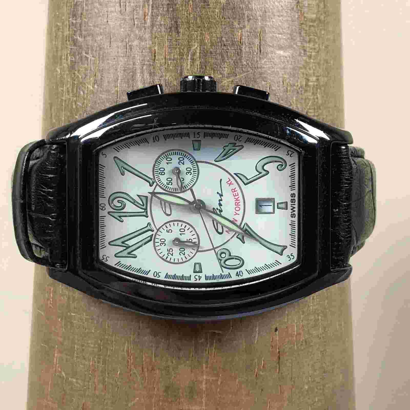 Elini New Yorker XL Women Chrono Limited Edition Leather Quartz Watch 7 1/2"