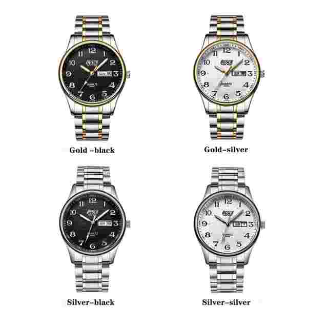 BOSCK Analog Mens Watch40mm Easy Read Auto Date and Day Stainless Steel Busin...