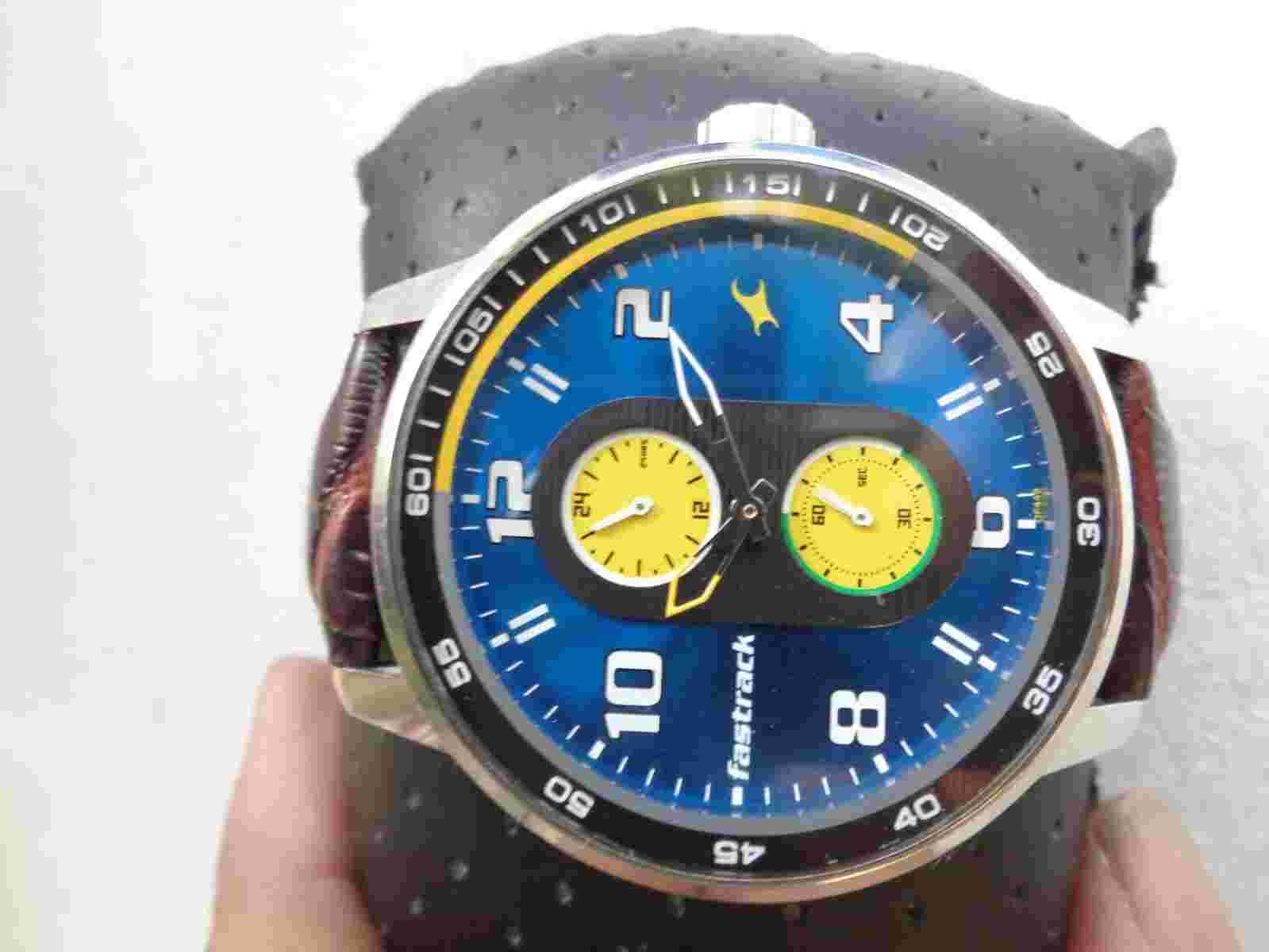 RARE SPORTS STYLE 12/24 BLUE DIAL FASTRACK INDIA SS MENS QUARTZ WRISTWATCH