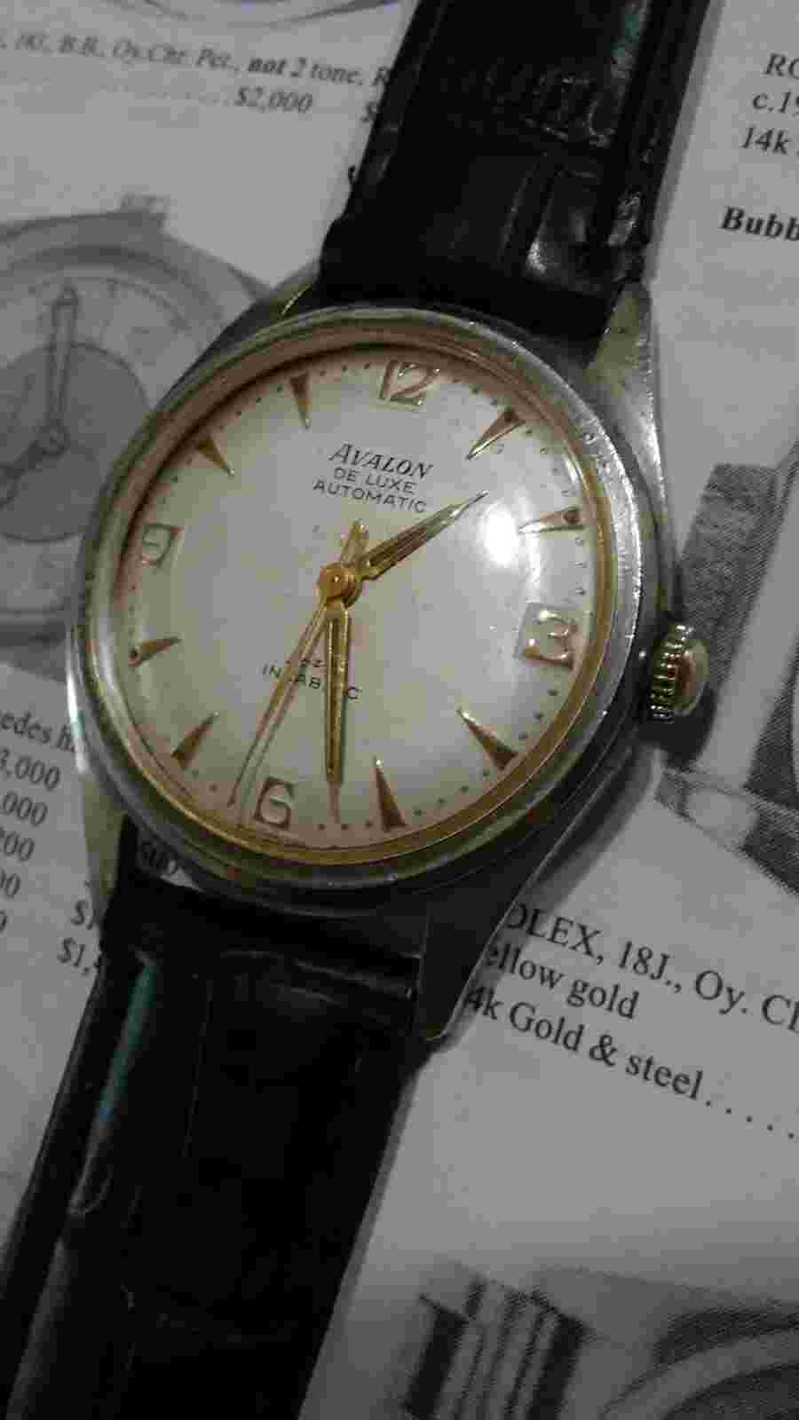 1950'S MENS AVALON DE LUXE AUTOMATIC 17 JEWELS SWISS MADE INCABLOC WRIST WATCH