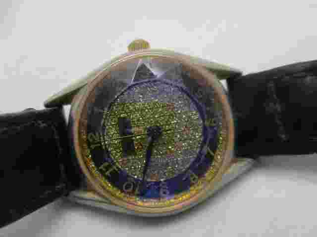 Express La Wristwatch Black Woven Buckle Band Round Face Gold Tone