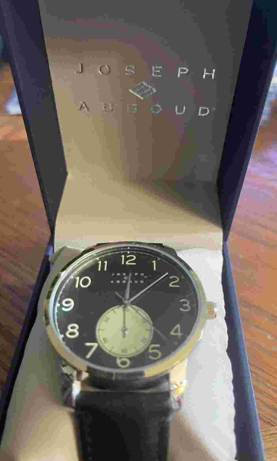 JOSEPH ABBOUD Mens Wrist Watch All black Face BlackLeather Band Brand New In Box