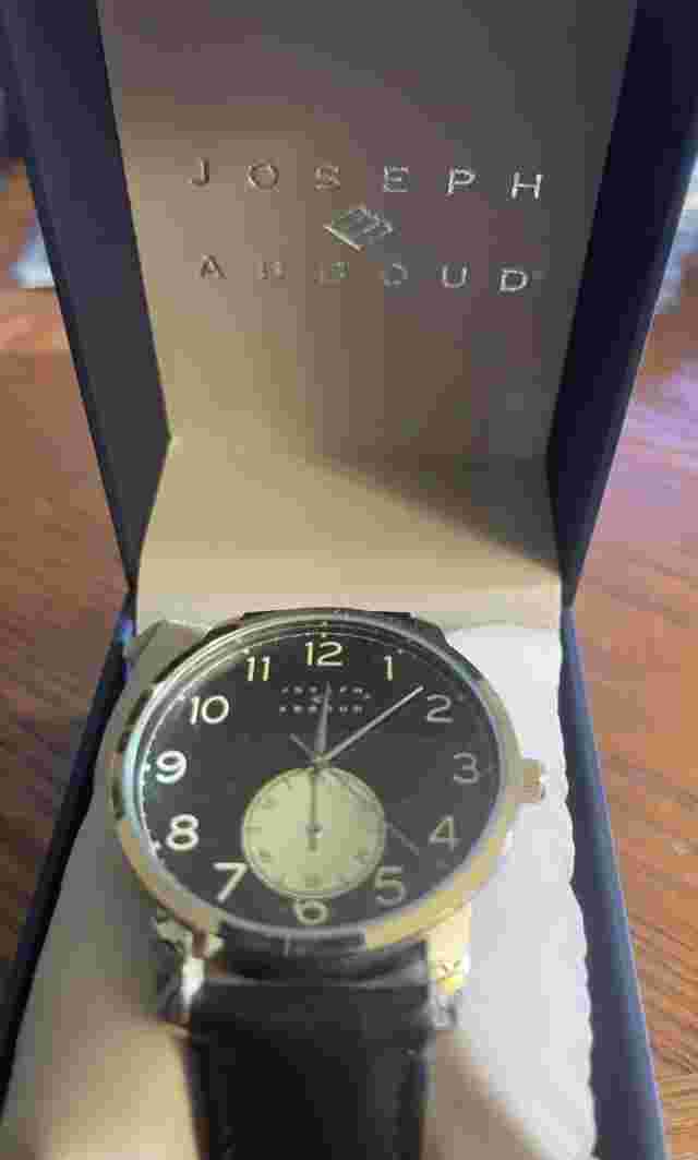 JOSEPH ABBOUD Mens Wrist Watch All black Face BlackLeather Band Brand New In Box
