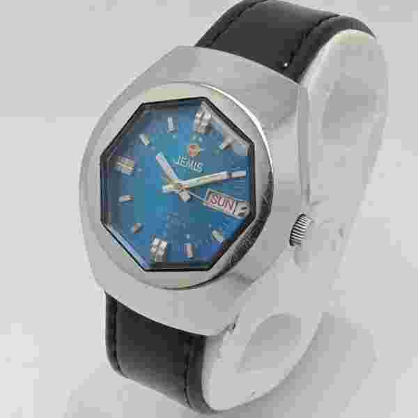 Jemis Automatic 5021-0030 Day/Date Blue Dial 5026A Vintage Men’s Watch SAE9ALI4