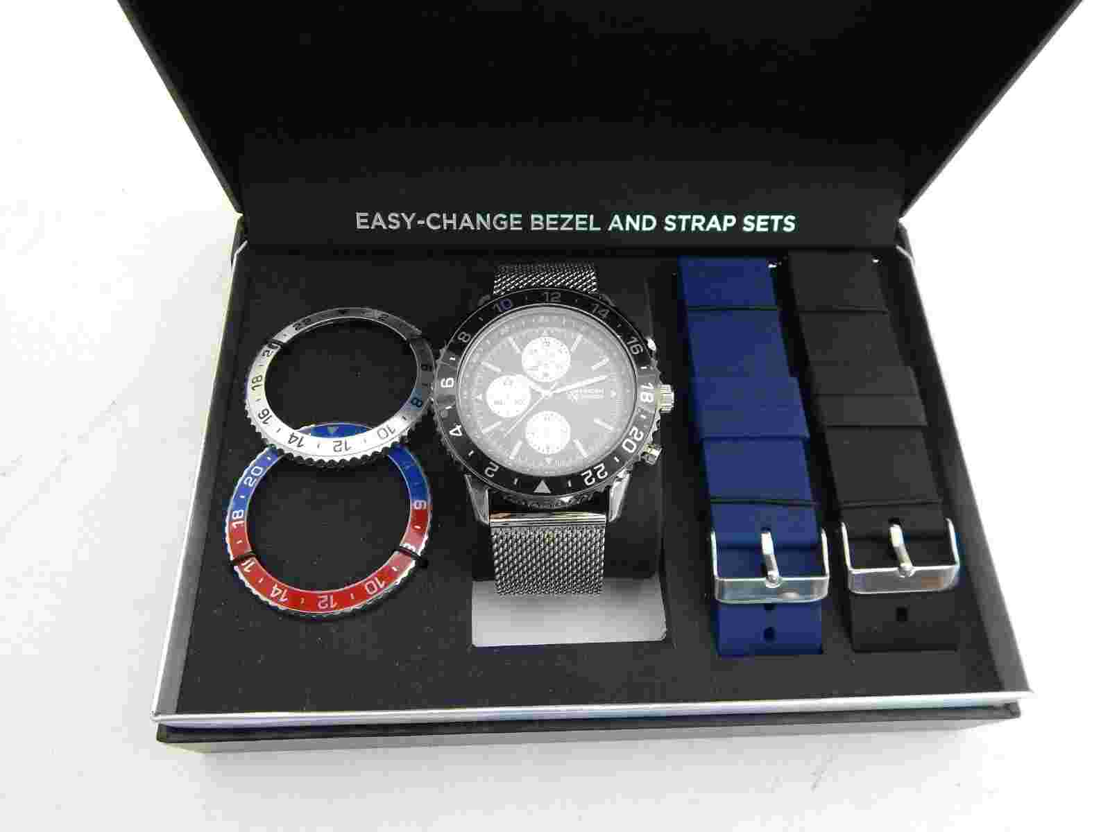 American Exchange Easy-Change Bezel and Strap Set Black Red Blue
