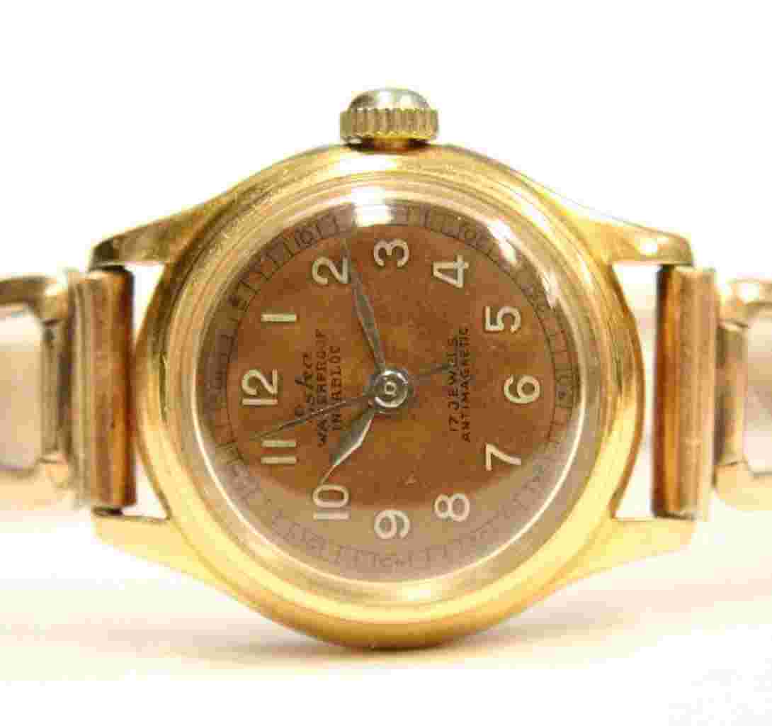 1940s ESKA 18k gold ladies watch and adjustable GF bracelet