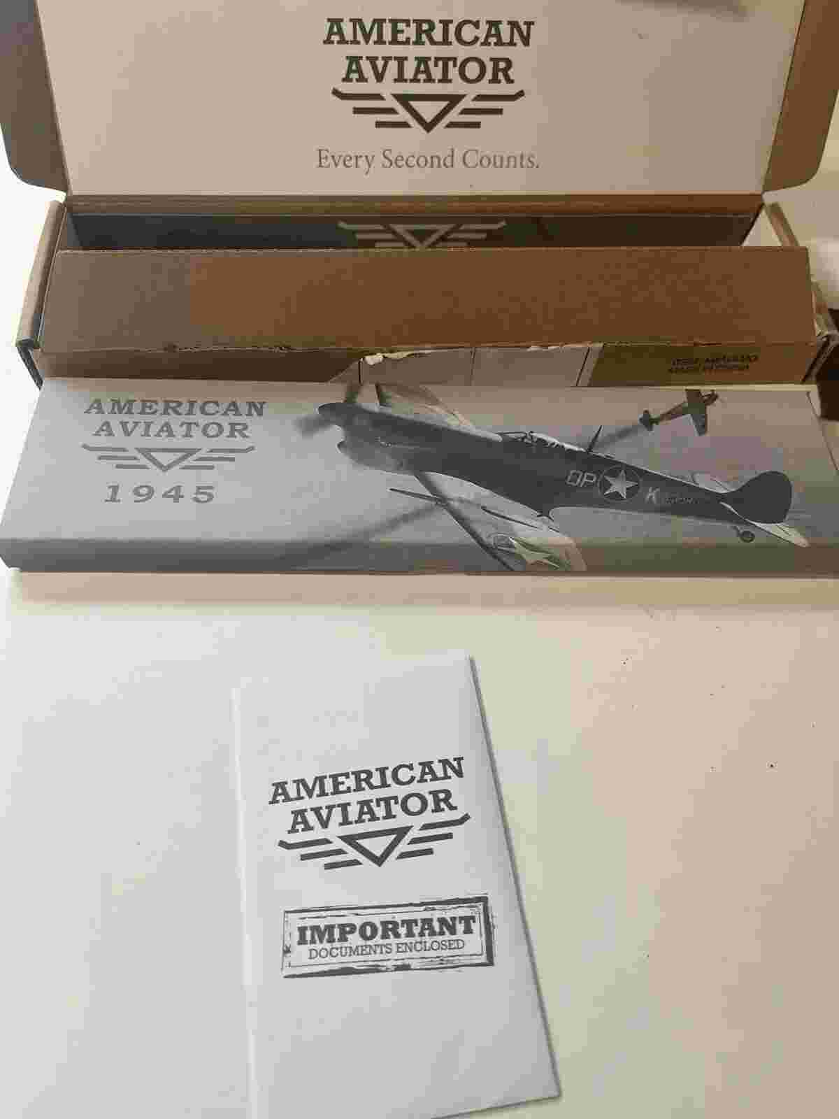 American Aviator Men's Quartz Metal w/ Nylon Casual Watch Green Band, New in Box