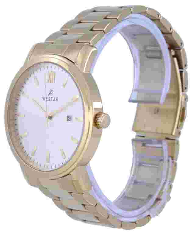 Westar 50245GPN102 Silver Dial Gold Tone Stainless Steel Analog 50M Men's Watch