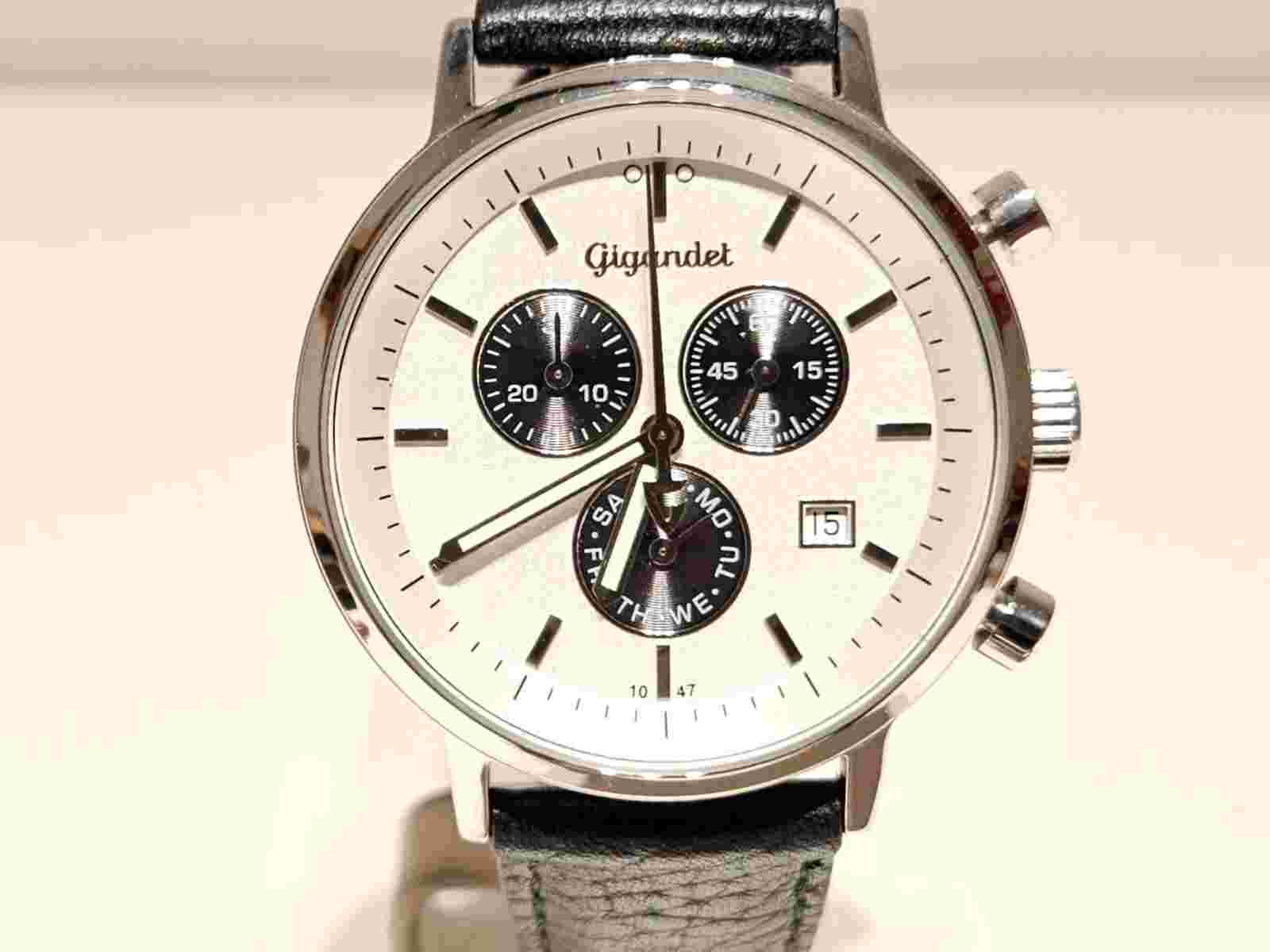 RETRO MEN'S 40mm SWISS "PANDA"DIAL CHRONOGRAPH QUARTZ WATCH "GIGANDET" GVI