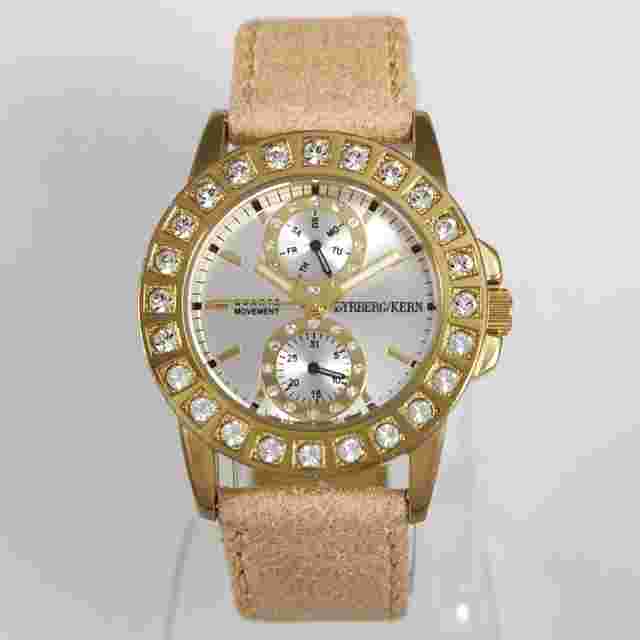 Dyrberg/Kern Gold Brown Leather Strap Quartz Women's Wrist Watch