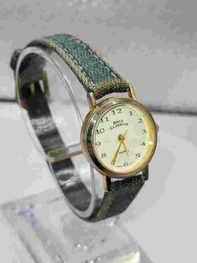 Boca Classics 1970s Style Quartz Watch Women Silver Small Round Dial Japan Mvt