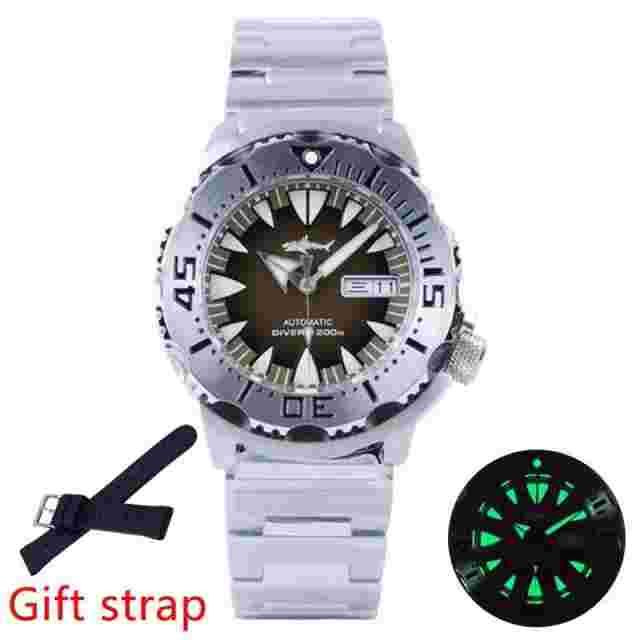 Sharkey Ocean Monster Dive Watch Seiko SII NH36A Movement Sapphire C3 Rare Brown