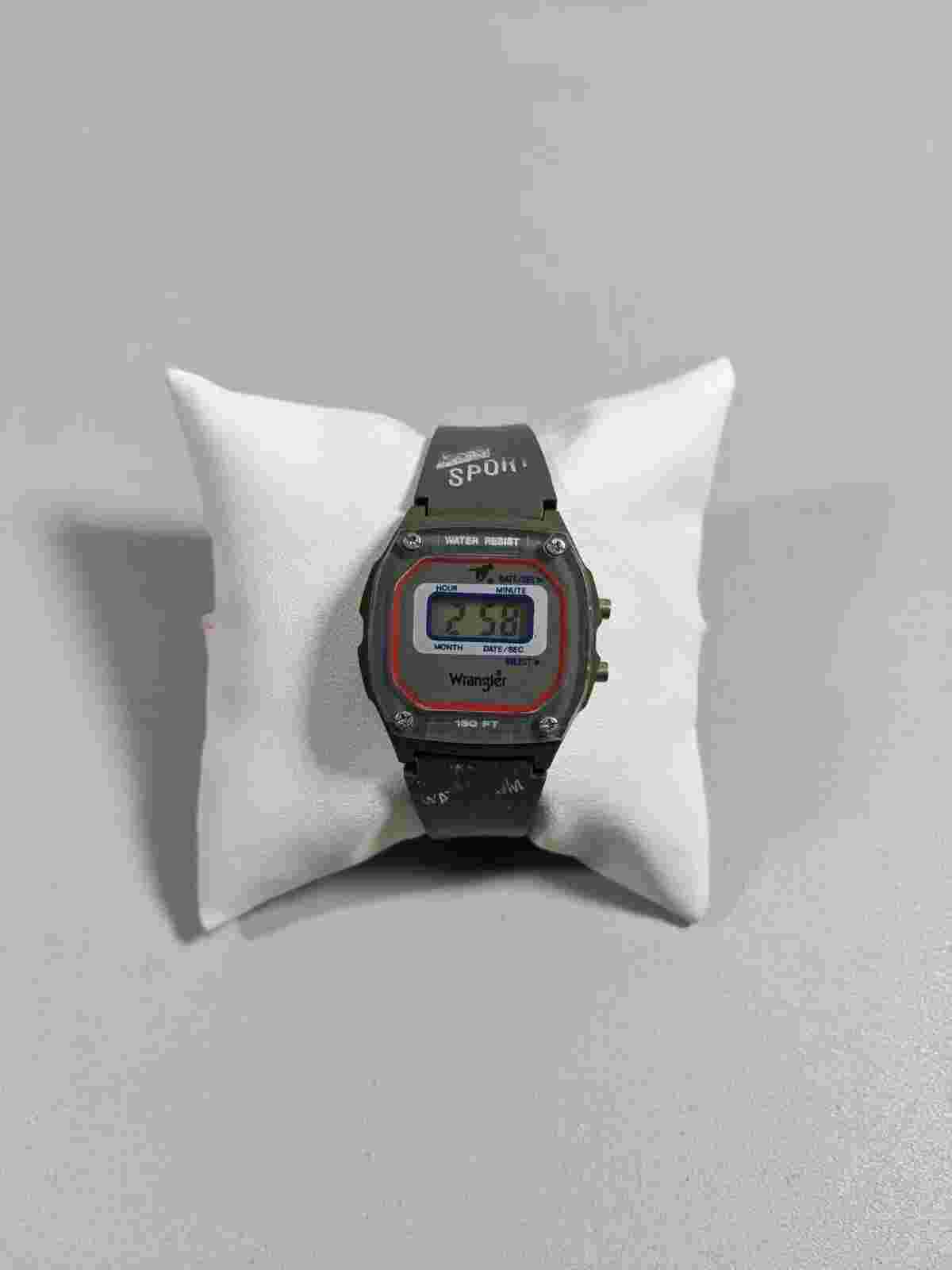 Vintage Wrangler Digital Alarm Day Date Gray Band Watch