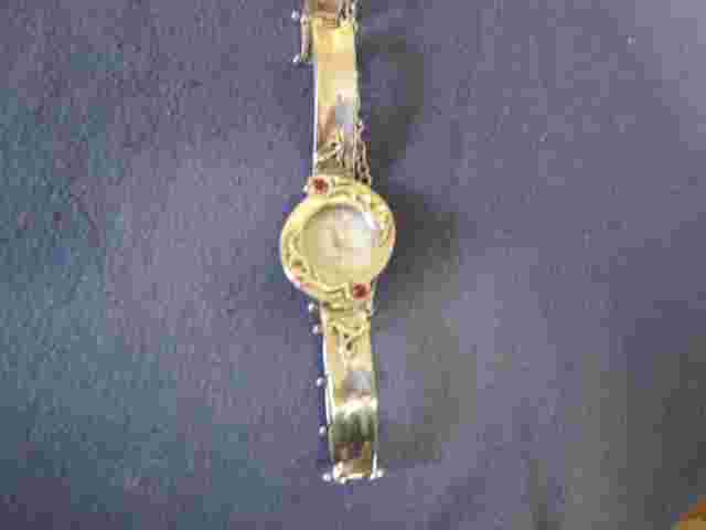 #107  ladys sterling silver abstract PRESTIGE jasper quartz watch bracelet