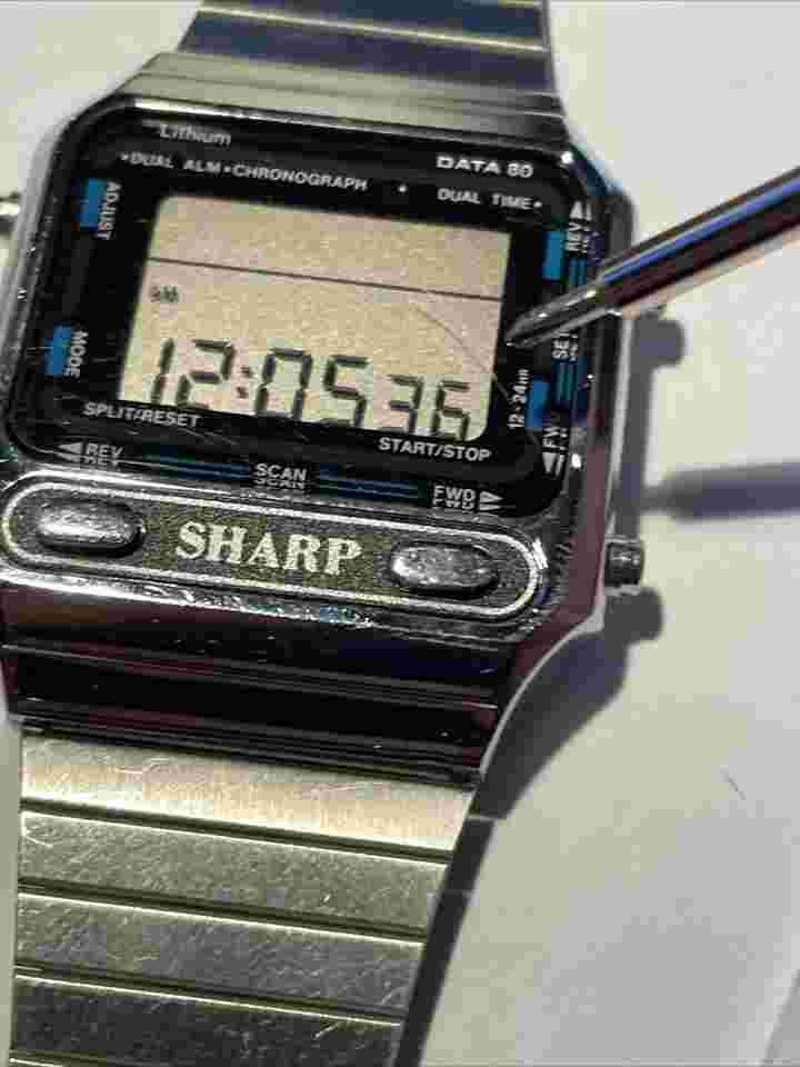 Vintage SHARP LCD Digital Watch Chronograph Alarm And More 1980s Retro Future