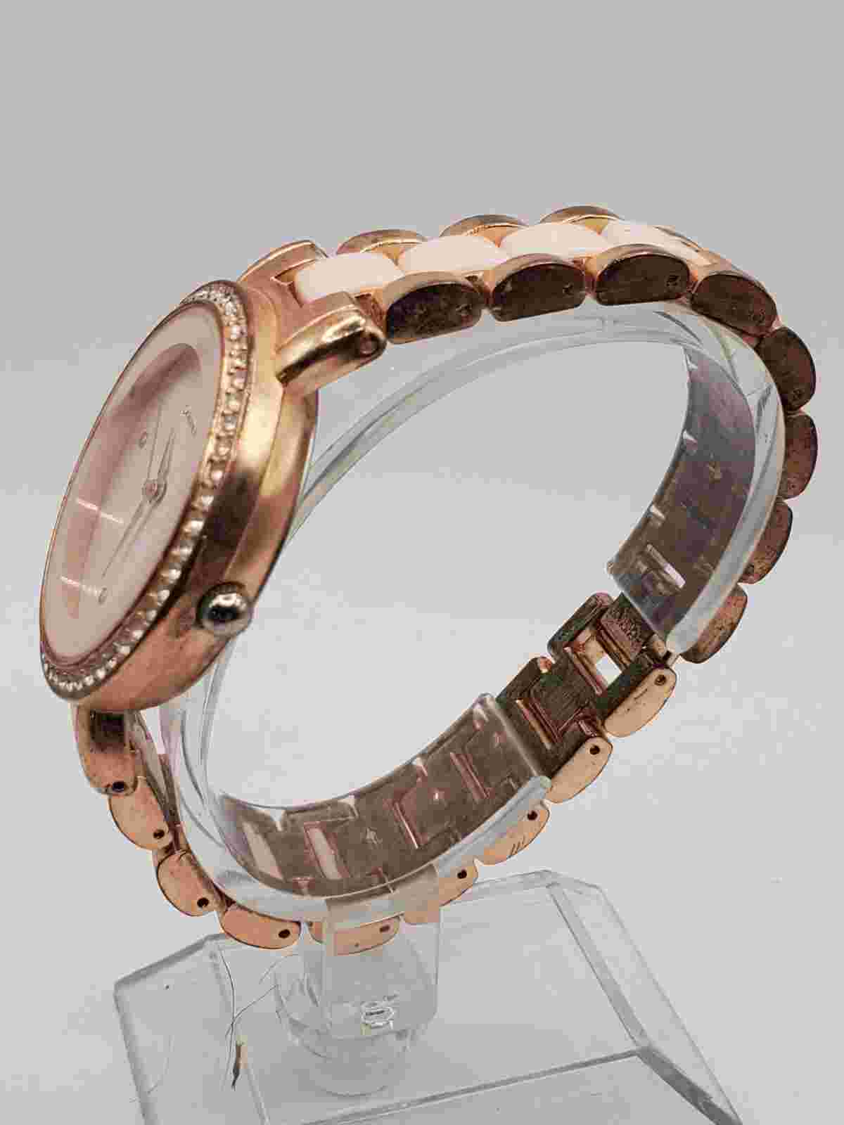 Catherine Malandrino Ladies Quartz Watch 36mm Round Gold Tone Metal/Plastic Band