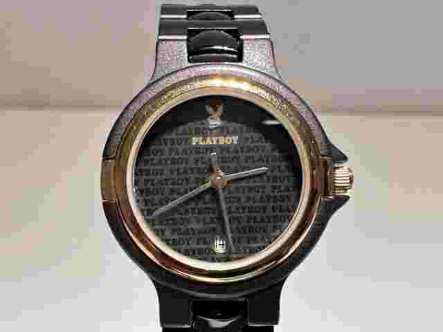 VINTAGE RARE TWO TONE GUN AND GOLDEN  LADIES QUARTZ ADVERTISING WATCH "PLAYBOY"