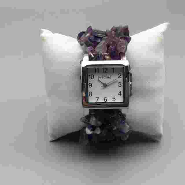 Park Lane Tank Watch Women 27mm Amethyst Purple Stretch Band New Battery