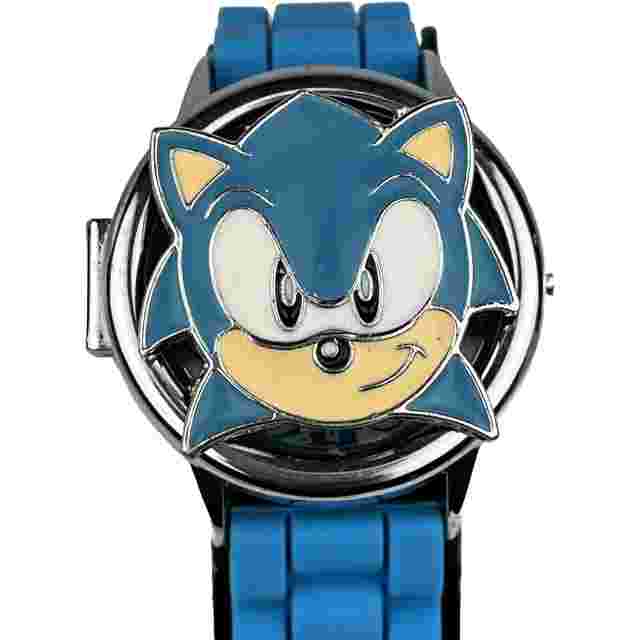 Sonic the Hedgehog Watch SEGA Spinner Flip Cover Blue Silicone Wristband Running