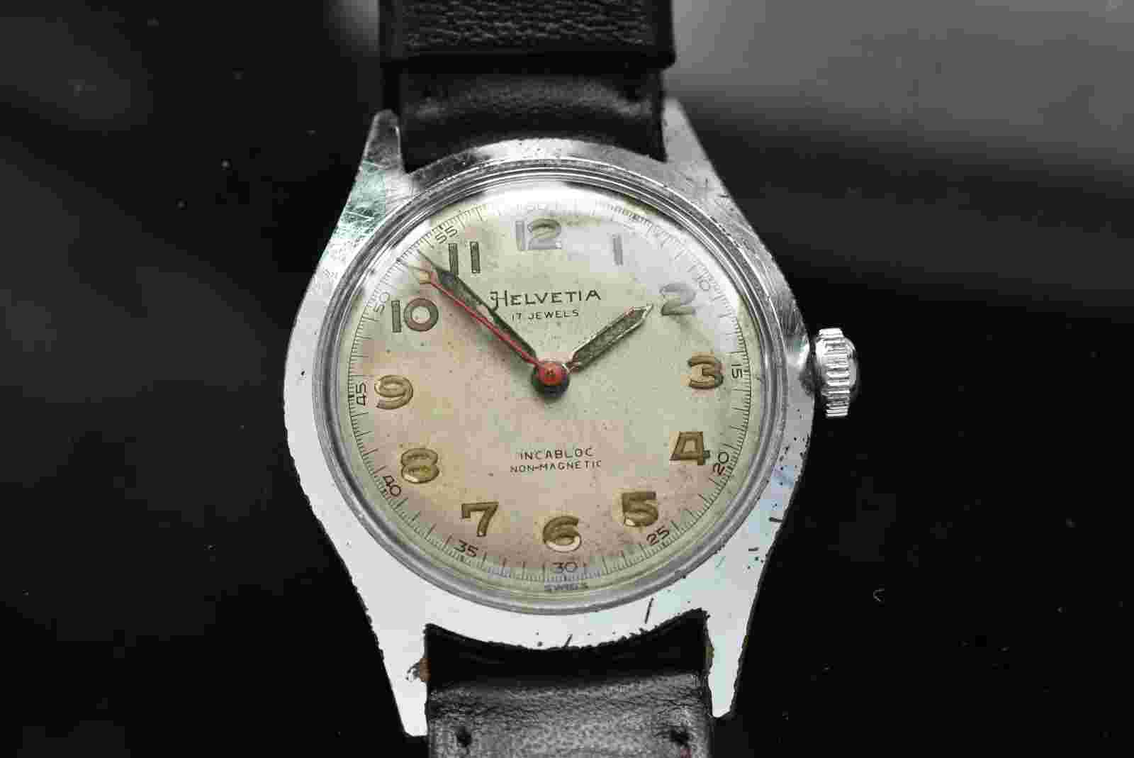 Military Pilot Aviator Wrist  Watch HELVETIA  WW2 period