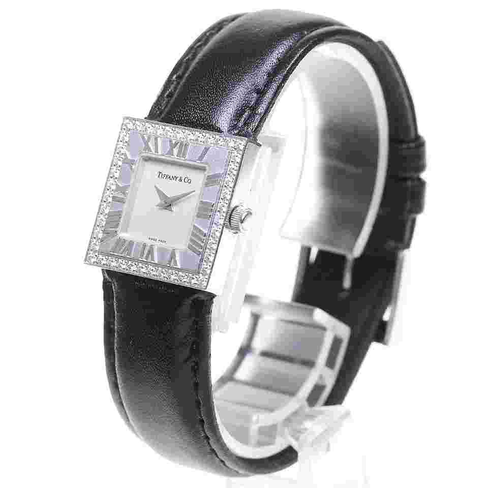 TIFFANY&Co. Atlas K18WG Diamond Bezel Quartz Women's 818634