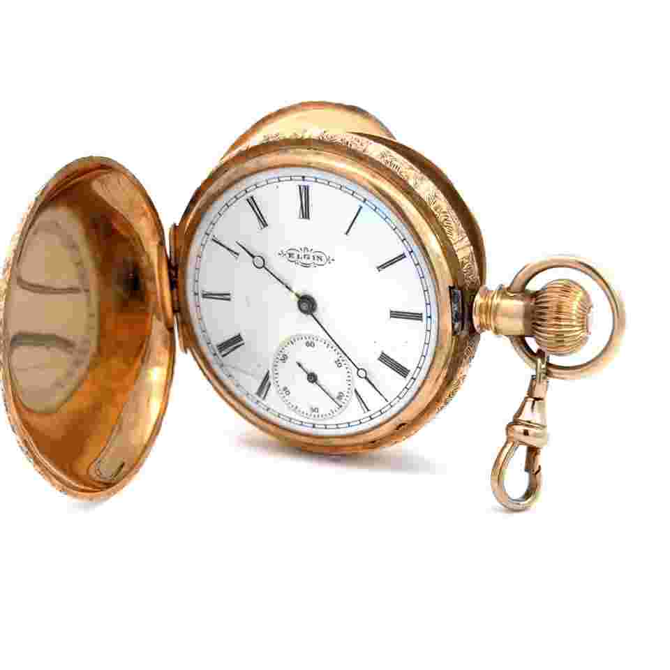 Antique Elgin 14k Gold 17 Jewels, Size 12s, Grade 71 Hunter Pocket Watch