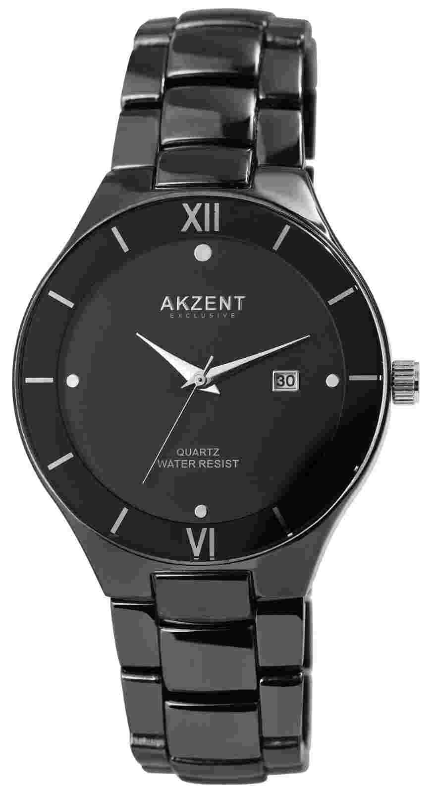Elegant Accent Men's Watch Black Date Analogue Metal Strap