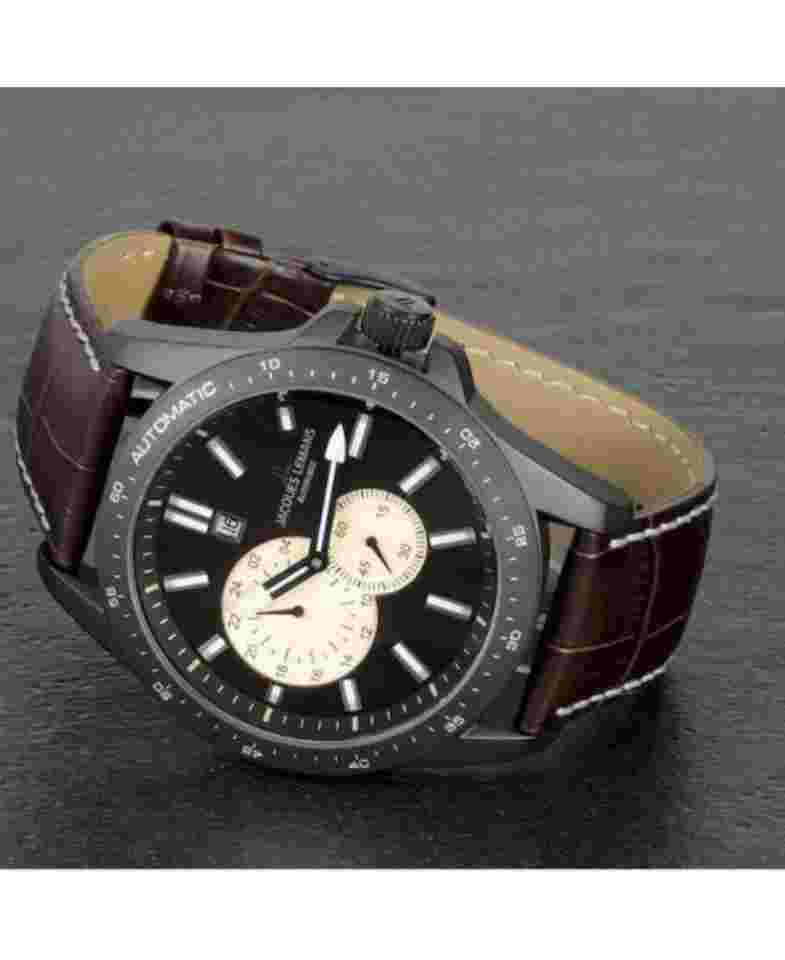 JACQUES LEMANS Men Analog Automatic Casual Watch Classic Dress Sand Dial Waterpr